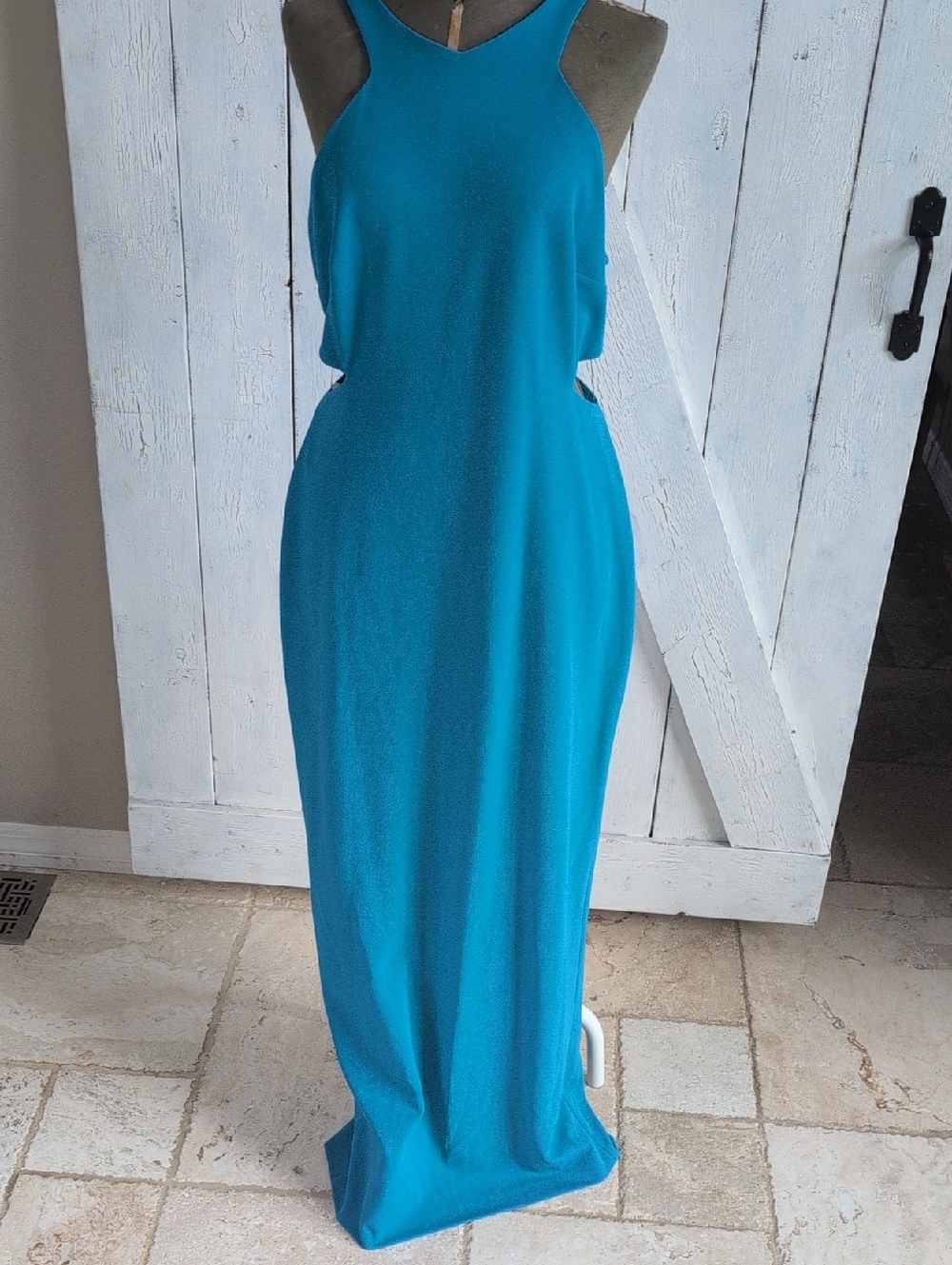 Teal Calvin Klein Cutout Maxi Dress - Women
